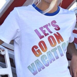 NWT Retail $95 Warm Fun Let's Go On Vacation Tomboy Tee